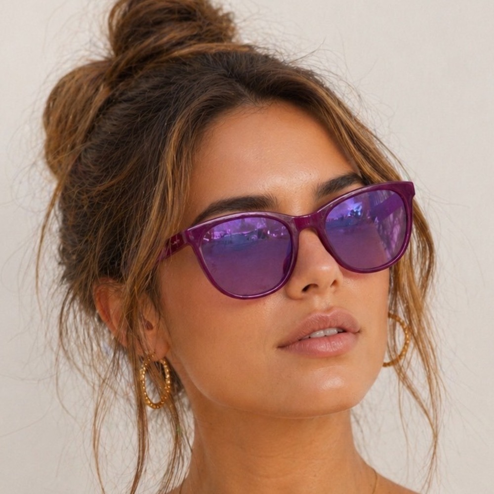 Polaroid Sunglasses Magenta Purple Mirrored Lens POL3208 Square Frame